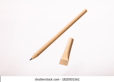 pen made of recycled paper. Environmentally friendly stationary supplies. Plastic pollution reduction concept. eco friendly modern ecological biomaterials. Zero waste concept. - Shutterstock ID 1820501561