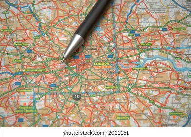 Pen And A Map Of Central London