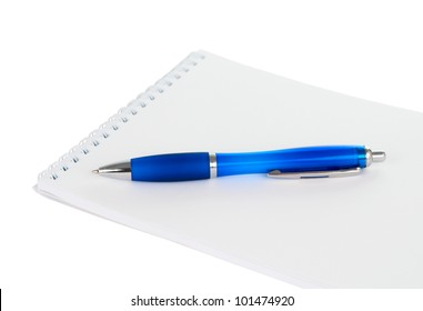 pen with notebook isolated on white background