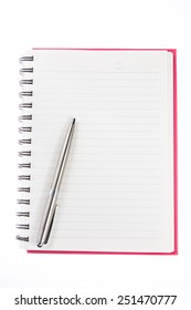 Pen Over Note Book On White Background