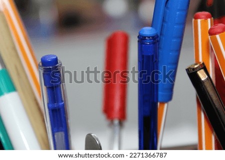 Pen Pencilbox Red Blue Orange