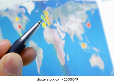 Pen Showing Sale Territory Map On Screen