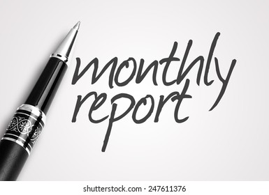 Pen Writes Monthly Report On Paper 