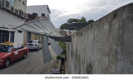 Penang, Malaysia, 10 August 2019. Damage By Tail End Of Typhoon Lekima. More Than 300 Incidents Of Fallen Trees Were Reported. 