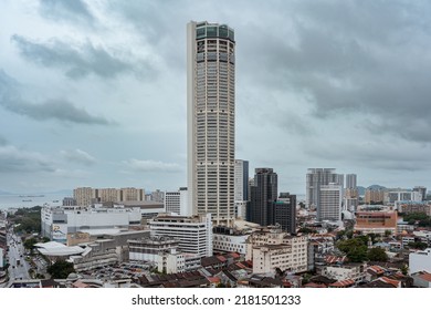 Penang, Malaysia 12-Jul-2022 - Komtar is a 65-storey high rise tower in Georgetown, one of the most prominent landmarks in Penang, completed in 1986 and it is still the tallest building in town