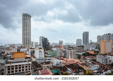 Penang, Malaysia 12-Jul-2022 - Komtar is a 65-storey high rise tower in Georgetown, one of the most prominent landmarks in Penang, completed in 1986 and it is still the tallest building in town