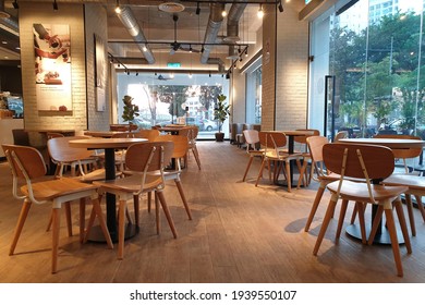 PENANG, MALAYSIA - 15 MAR 2021: Interior view of The Coffee Bean and Tea Leaf (CBTL) store Solaris Mall, Penang. CBTL is an American coffee chain founded in 1963.