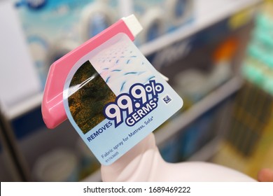 PENANG, MALAYSIA - 16 MARCH 2020: Close Up The New Febreze Fabric Freshener Spray Bottles. Febreze Is A Brand Of Household Odor Eliminator Manufactured By Procter & Gamble