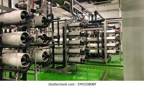 Penang, Malaysia - 16 May,2021: Large Industrial Water Treatment System, With Reverse Osmosis Plant