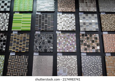 PENANG, MALAYSIA - 18 JUNE 2022: Various choice of ceramic tiles display in the HomePro Penang. HomePro is a hypermarket of home electrical product, furniture and building construction in Malaysia.