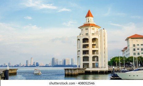 Penang, Malaysia - 2 August 2015: The Straits Quay Marina Waterfront In Penang, Malaysia.