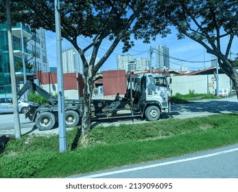 Penang, Malaysia- 25 March 2022: Image Of Lorry Park At The Tree.