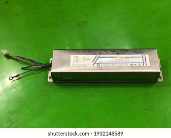 Penang, Malaysia - 9 March,2021: Selective Focus Aquafine Electrical Ballast With Limit The Amount Of Current In An Electrical Circuit Used For UV T.O.C Reduction Sterilization Light.