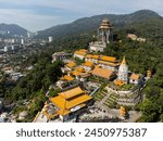 Penang, Malaysia: Aerial view of the famous Kek Lok Si Buddhist temple, in the island of Penang in Malaysia in Southeast Asia.