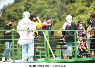 Penang, Malaysia- Circa July 2022. Visitor and tourist came to Penang hill "Bukit Bendera" to enjoy nature and scenery of Penang island. Standard operation procedure of covid-19 applied and maintain.
