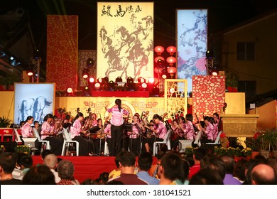 PENANG, MALAYSIA- FEB 2, 2014 : Chinese Orchestra Performance At Penang Malaysia During Chinese New Year 2014.