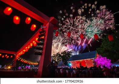 Penang, Malaysia - Jul 20 : Bon Odori Festival With Firework Beside Queensbay Mall, Penang