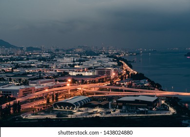 Penang, Malaysia - June 5 2019: View Of Free Trade Zone Industrial Area In Penang