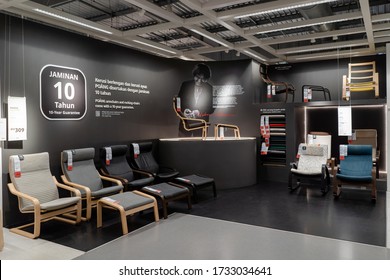 PENANG, MALAYSIA - MAY 11, 2020: Interior Of The Designer Armchair And Rocking Chair Display In IKEA Batu Kawan Penang. 