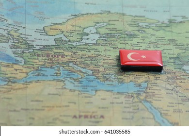 PENANG, MALAYSIA : MAY 2017 - Turkey map with flag. Selective focus and for illustrative editorial only. 