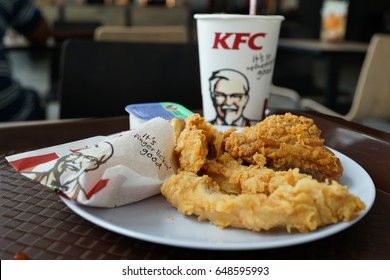PENANG, MALAYSIA - MAY 24, 2017: Kentucky Fried Chicken (KFC) restaurant, fast food. KFC is a fast food restaurant chain that specializes in fried chicken