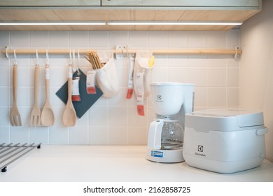 PENANG, MALAYSIA - MAY 25, 2022: IKEA Kitchen Interior With Electrolux Appliance In Show Room Area