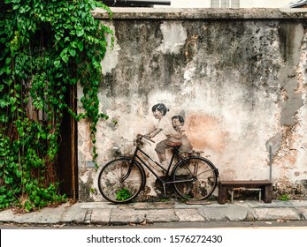 Penang, Malaysia, November 23, 2019: Beautiful street art in George Town