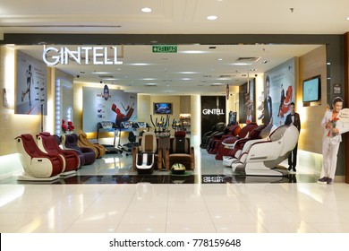 PENANG, MALAYSIA - NOVEMBER 24, 2017 : Gintell Massage Chair Store In Shopping Mall. Gintell Is A Healthcare Chain Stores In Malaysia, Established In 1996.