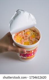 PENANG, MALAYSIA - SEP 01, 2019: Customate Japan Cup Noodles ready to serve