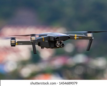 Penang/Malaysia - June 2019: The DJI Mavic Pro Standing In Flight Outdoor, This Is The First Foldable Drone Ever Made .