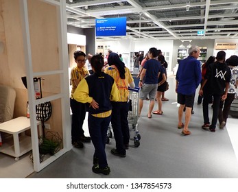 Penang,Malaysia-Mac 23rd,2019:A Few Ikea Batu Kawan Staff Were Seen Discussing While Other Visitor Were Looking At The Good Sold Here.Ikea Batu Kawan Is The 4th Ikea Outlet In Malaysia