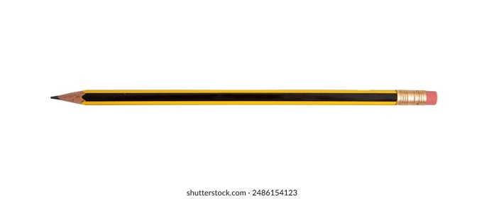 Pencil black and yellow with eraser isolated on white, transparent, top view	 - Powered by Shutterstock