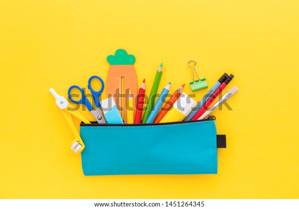 Download Pencil Case Stationery Back School Concept Stock Photo Edit Now 1451264345 PSD Mockup Templates