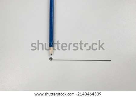 pencil with a contour to the end point on a white paper background. Creative inspiration ideas concept