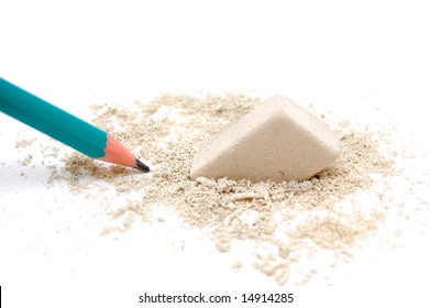 Pencil And Eraser With Shavings