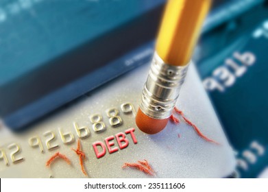 A pencil erasing credit card "debt"