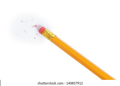 Pencil Erasing Something, With Pieces Of Rubber