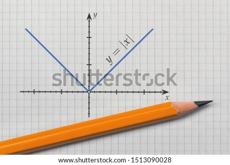 Pencil and a graph of absolute value function on bright background