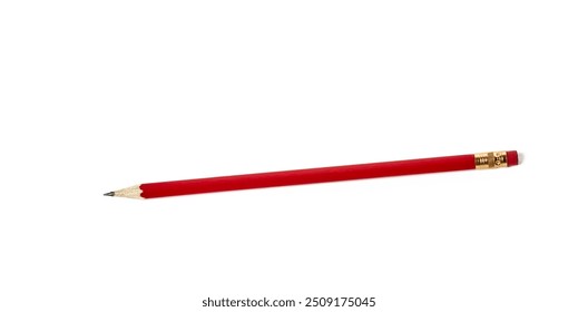 A pencil isolated on white background. Graphite pencil, red color, side view - Powered by Shutterstock