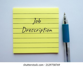 Pencil on note with handwritten text JOB DESCRIPTION, means narrative describe general tasks, duties, skills, responsibilities and key requirements of work position - Shutterstock ID 2129758769