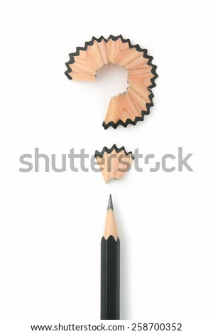 Pencil question mark on background.
