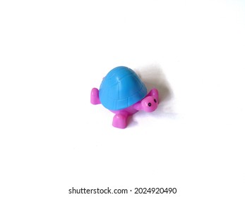 Pencil sharpener in the shape of a turtle animal on a white background