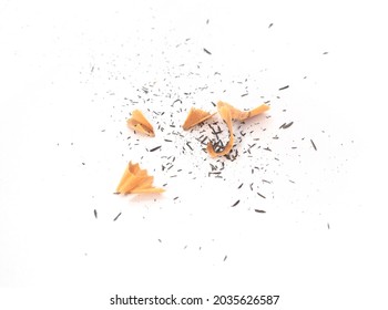 Pencil shavings isolated on white background.