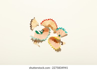 Pencil shavings on white background, close up - Powered by Shutterstock