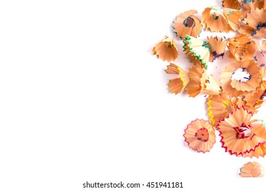 Pencil Shavings On White Background