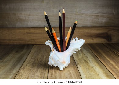 Pencil in shell shaped holder