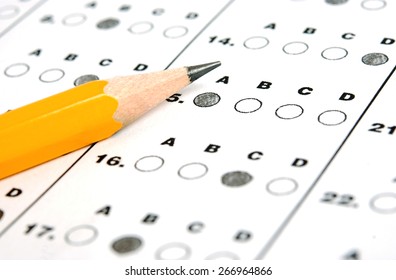 A Pencil Sitting On A Test Bubble Sheet