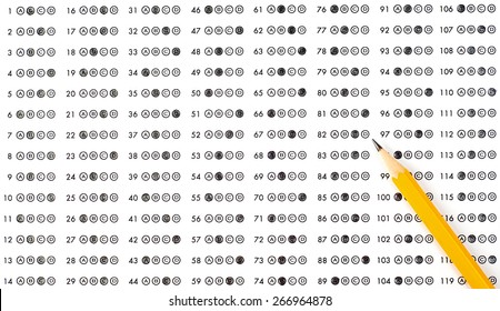 A Pencil Sitting On A Test Bubble Sheet