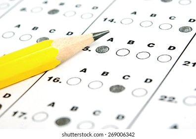 A Pencil Sitting On A Test Bubble Sheet