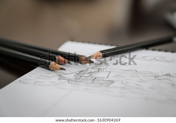 pencil sketch of ship -\
sketch